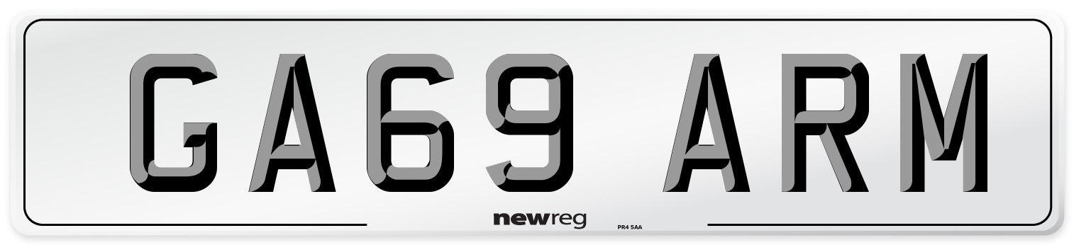 GA69 ARM Number Plate from New Reg